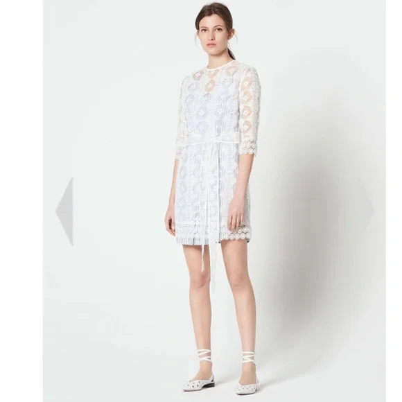 chinese dress ladies BUNJANG] Sandro Layered Collar Shirt Dress 38 / Sandro       HALLYUSUPERSTORE